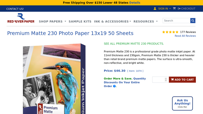 Premium Matte 230 Photo Paper 13x19 50 Sheets