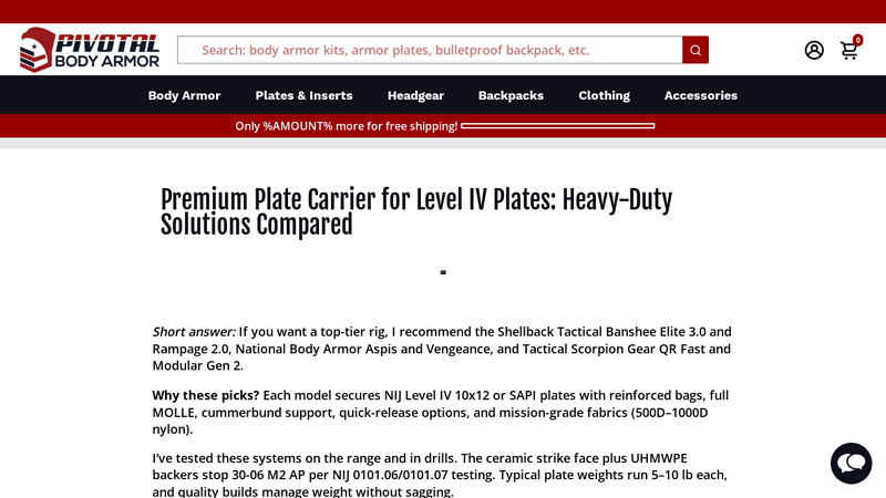 Premium Plate Carrier for Level IV Plates
