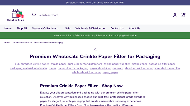 Premium Wholesale Crinkle Paper Filler for Packaging