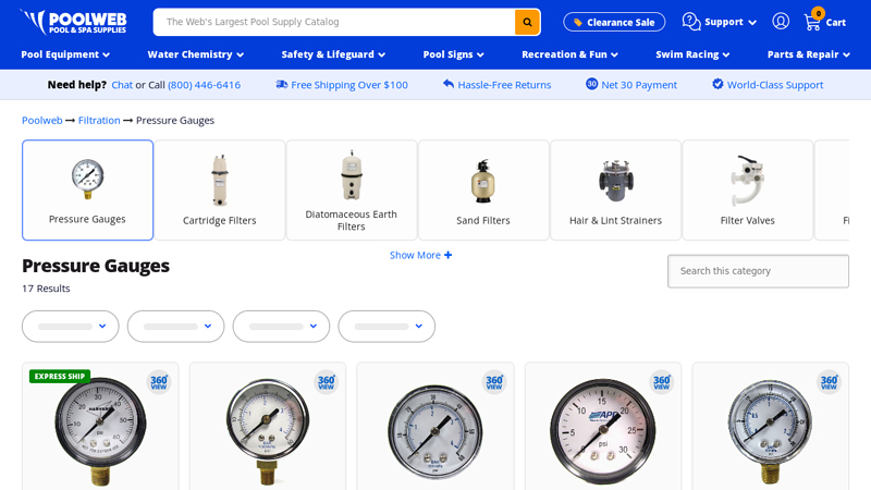 Pressure Gauges for Pool Filters and Equipment