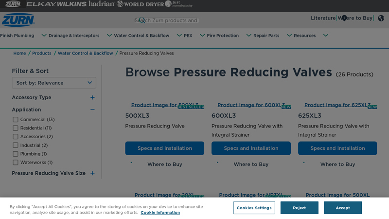 Pressure Reducing Valves
