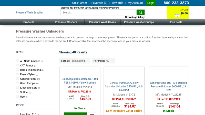 Pressure Washer Regulator and Unloader Valves