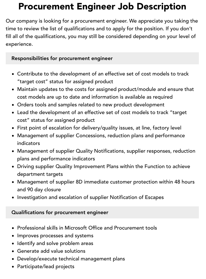 Procurement Job Qualifications industry insight