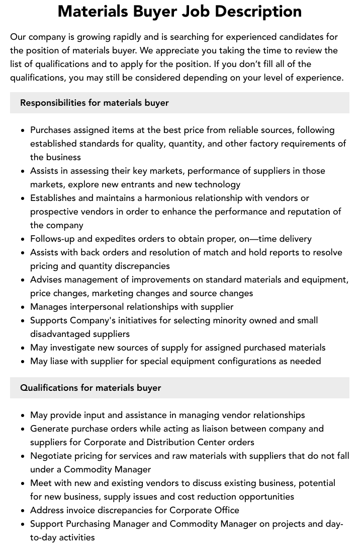 Procurement Job Qualifications industry insight