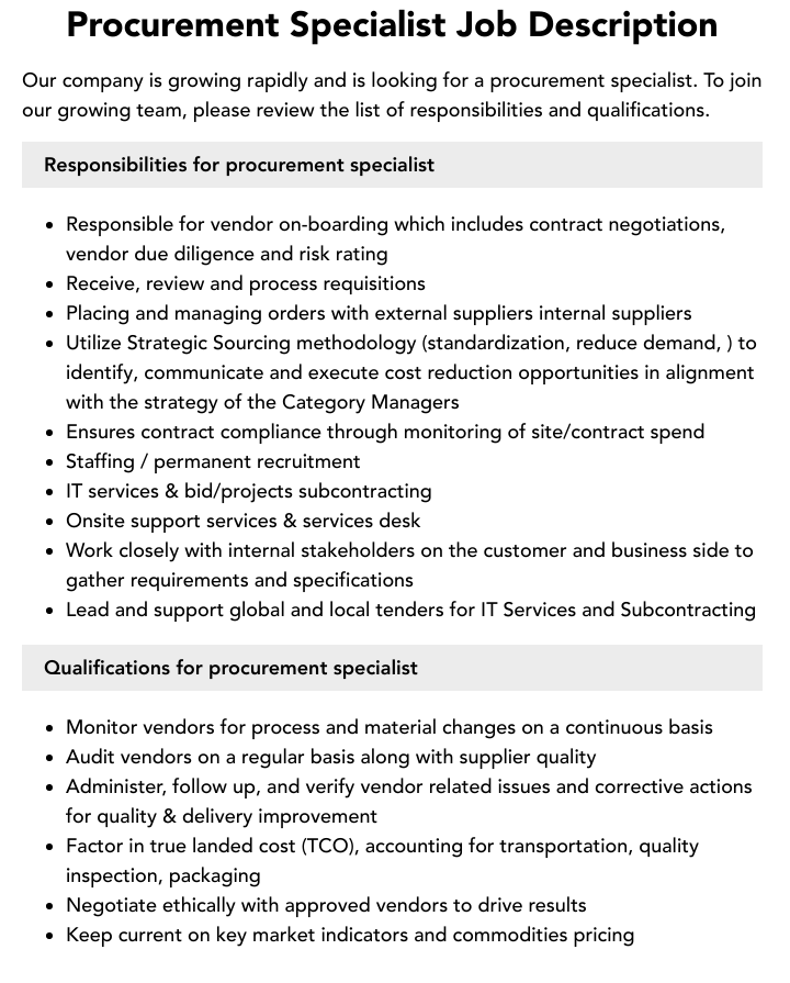 Procurement Specialist