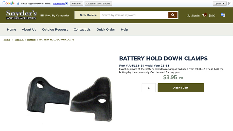 Product Battery BATTERY HOLD DOWN CLAMPS A