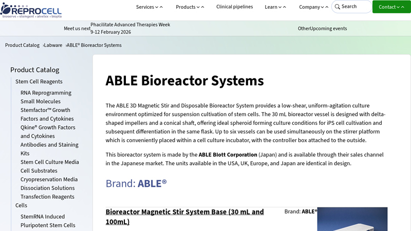 Products: ABLE® Biott® Bioreactor Systems