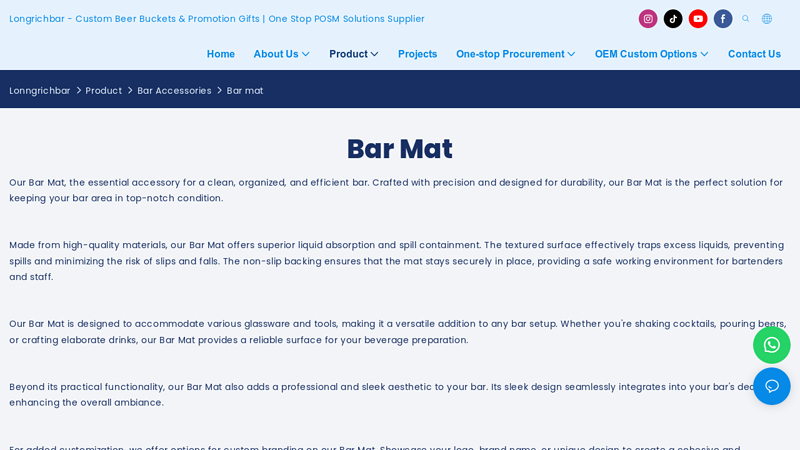 Professional manufacturer of customized bar mat solutions