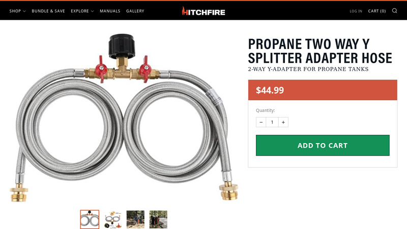 Propane Two Way Y Splitter Adapter Hose