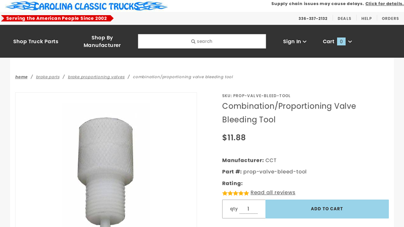 Proportioning Valve Bleeding Tool for Trucks
