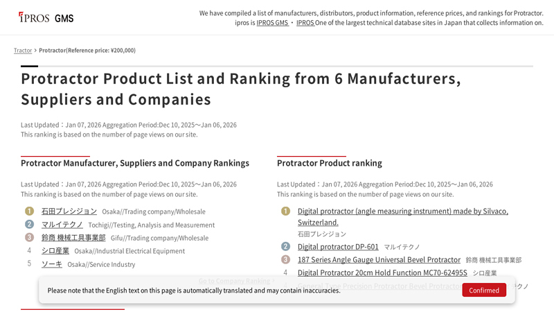 Protractor Product List and Ranking from 6 Manufacturers, Suppliers ...