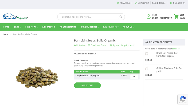 Pumpkin Seeds Bulk, Organic