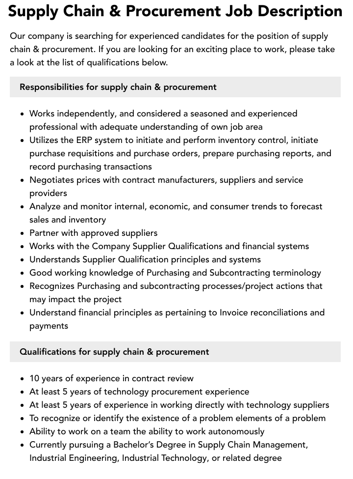 Purchasing & Supply Chain