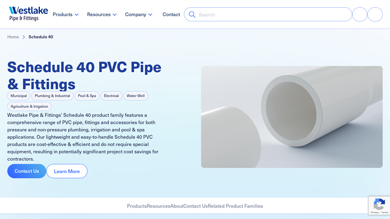 PVC Schedule 40 Pressure Pipe
