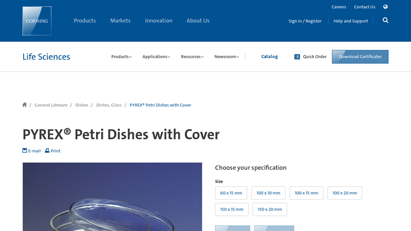 PYREX® Petri Dishes with Cover