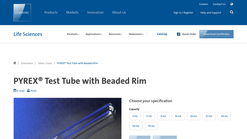 PYREX® Test Tube with Beaded Rim