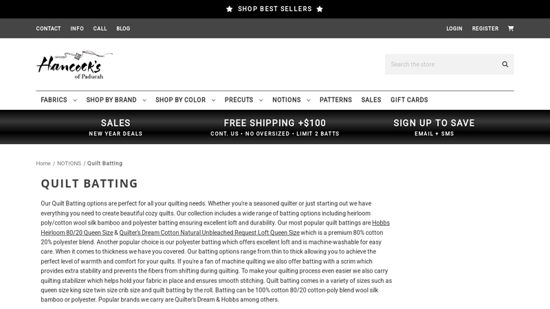 Quilt Batting by the Roll