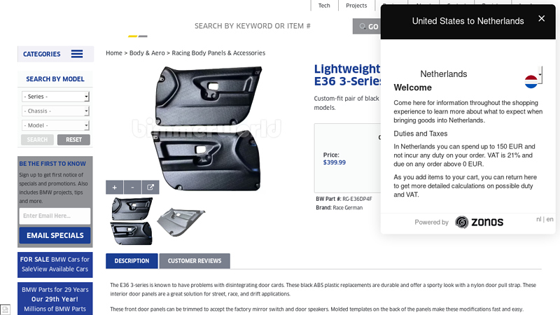 Race German Front Interior Door Panels for BMW E36 3
