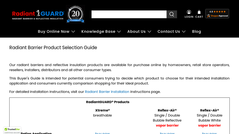 Radiant Barrier Product Selection Guide
