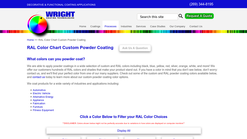 RAL Color Chart Custom Powder Coating