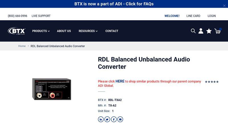 RDL Balanced Unbalanced Audio Converter