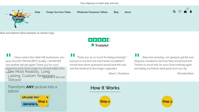 Realistic, Long Lasting, Custom Temporary Tattoos