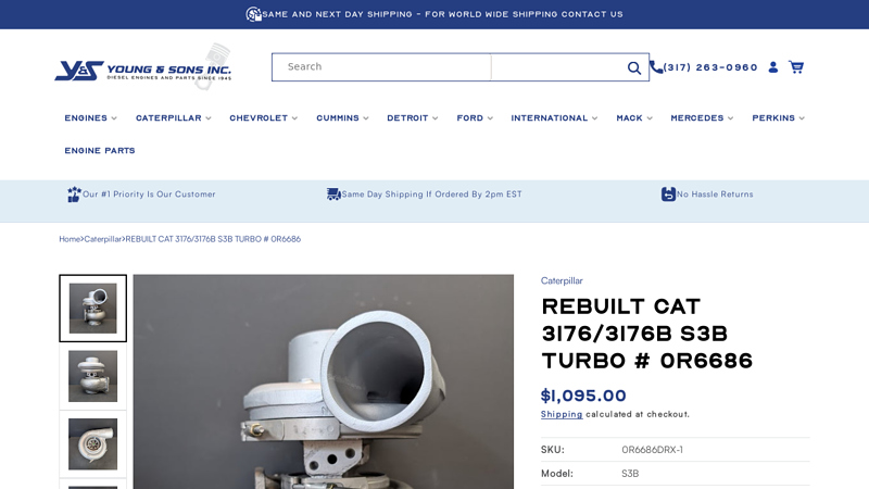 REBUILT CAT 3176/3176B S3B TURBO # 0R6686