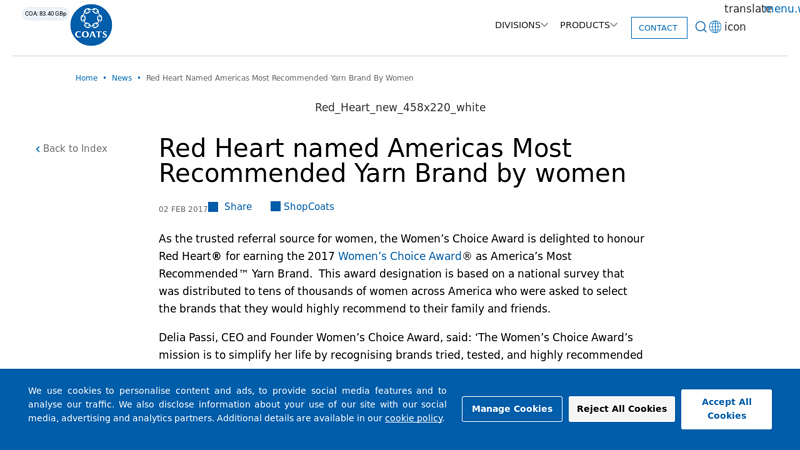 Red Heart named Americas Most Recommended Yarn Brand by ...
