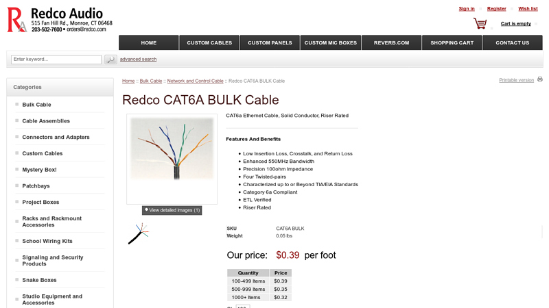 Redco CAT6A BULK Cable