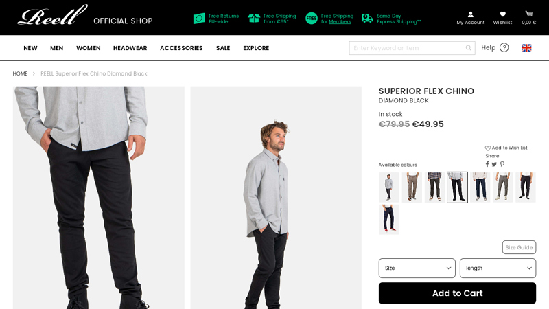 REELL Superior Flex Chino Diamond Black