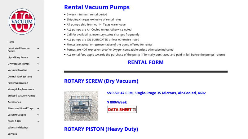 Rental Vacuum Pumps