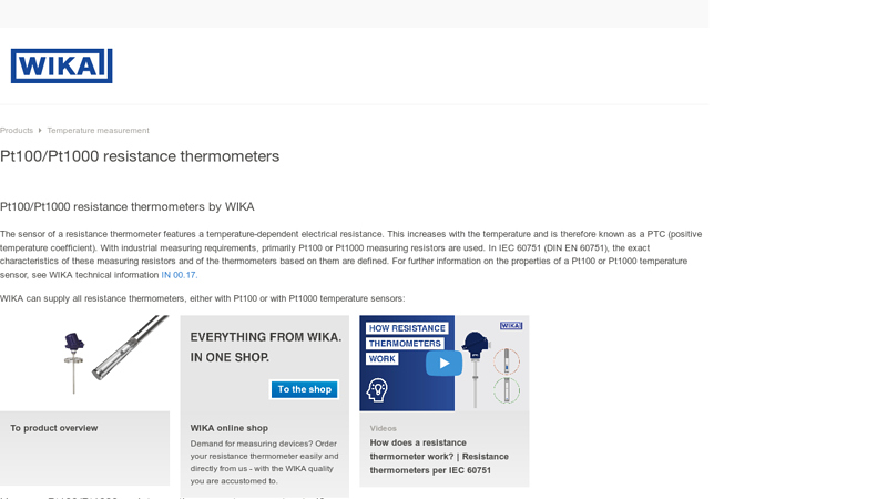 Resistance thermometer Pt100 or Pt1000