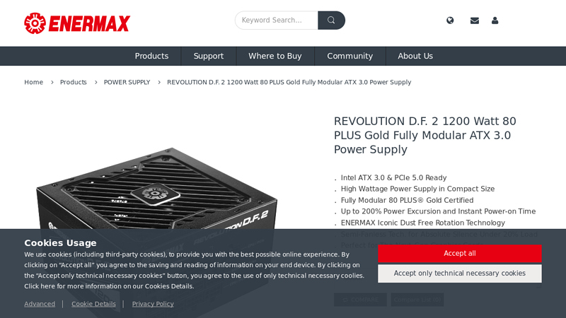 REVOLUTION D.F. 2 1200 Watt 80 PLUS Gold Fully Modular ATX ...