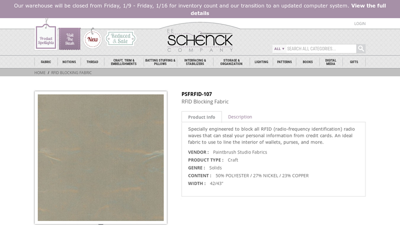 RFID Blocking Fabric