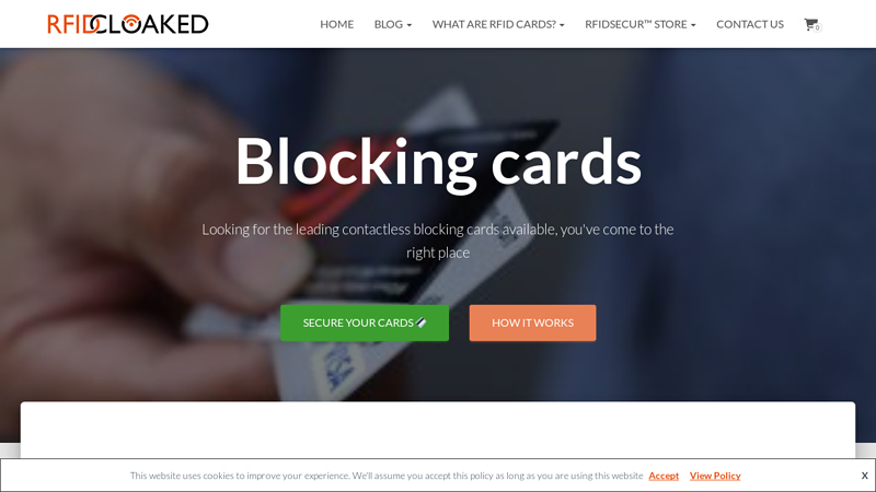 RFID blocking protection for contactless cards, RFID Cloaked