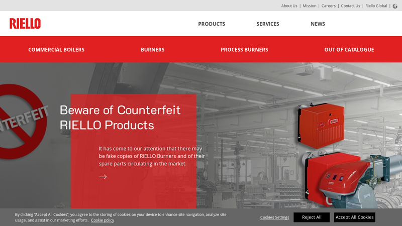 Riello, worldwide leader in burners production