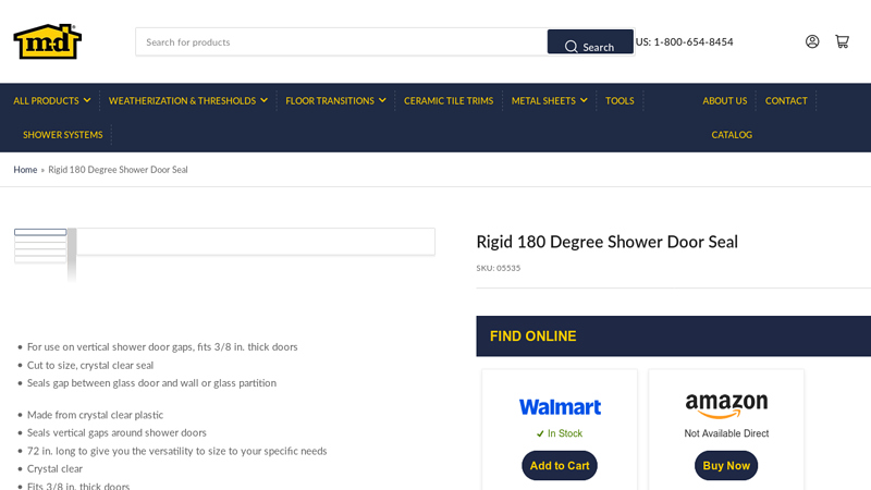Rigid 180 Degree Shower Door Seal
