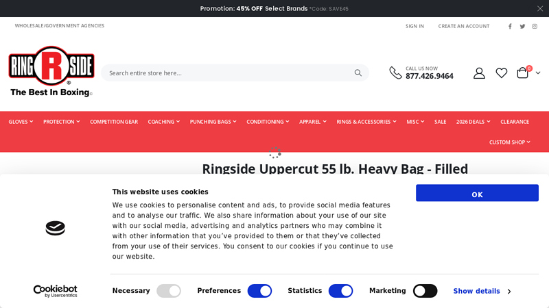 Ringside Uppercut 55 lb. Heavy Bag