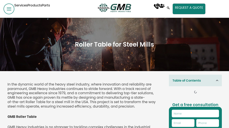 Roller Table for Steel Mills