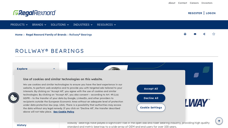 Rollway Open Ball and Roller Bearings