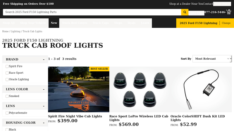 Roof Lights & Cab Lights for 2025 Ford F150 Lightning