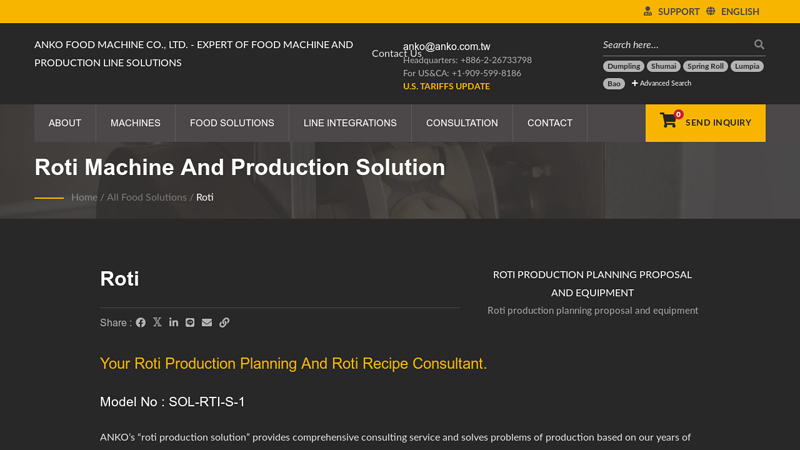 Roti Machine and Production Solution