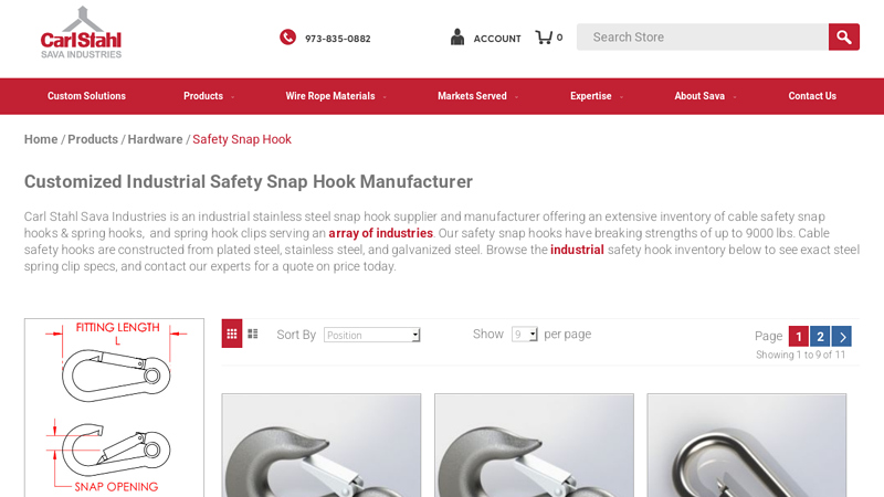 Safety Snap Hooks - Breaking Strengths Up To 9000 lbs.