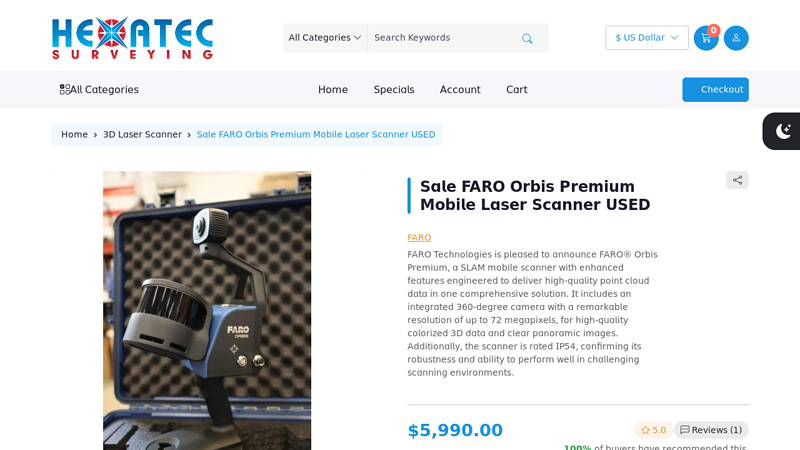 Sale FARO Orbis Premium Mobile Laser Scanner USED