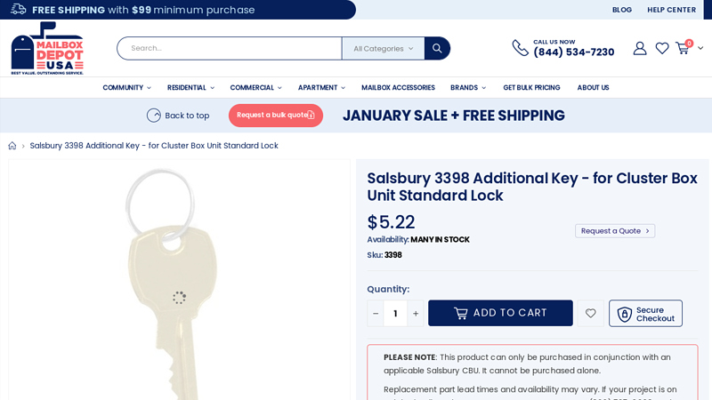 Salsbury 3398 Additional Key