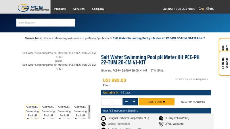 Salt Water Swimming Pool pH Meter Kit PCE
