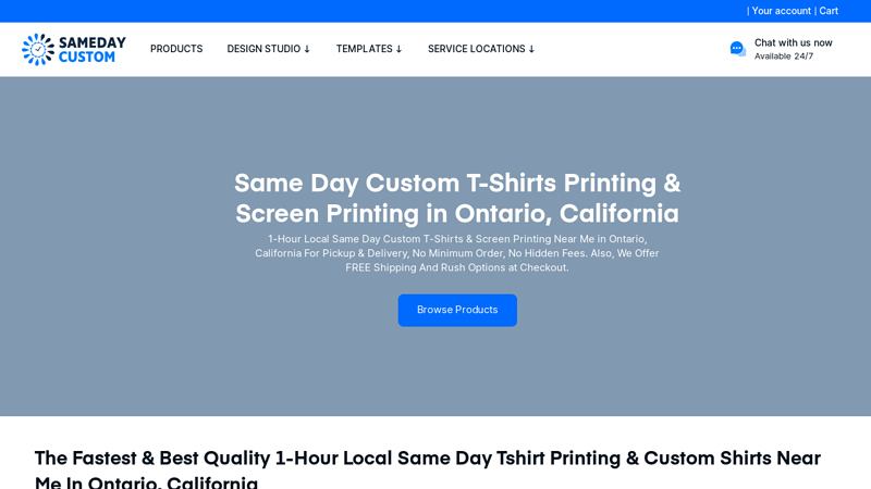 Same Day  & Screen Printing in Ontario, California custom t-shirts