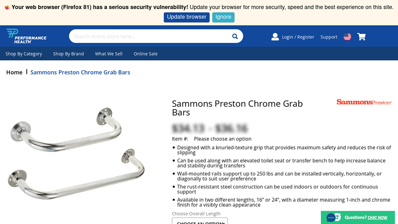 Sammons Preston Chrome Grab Bars