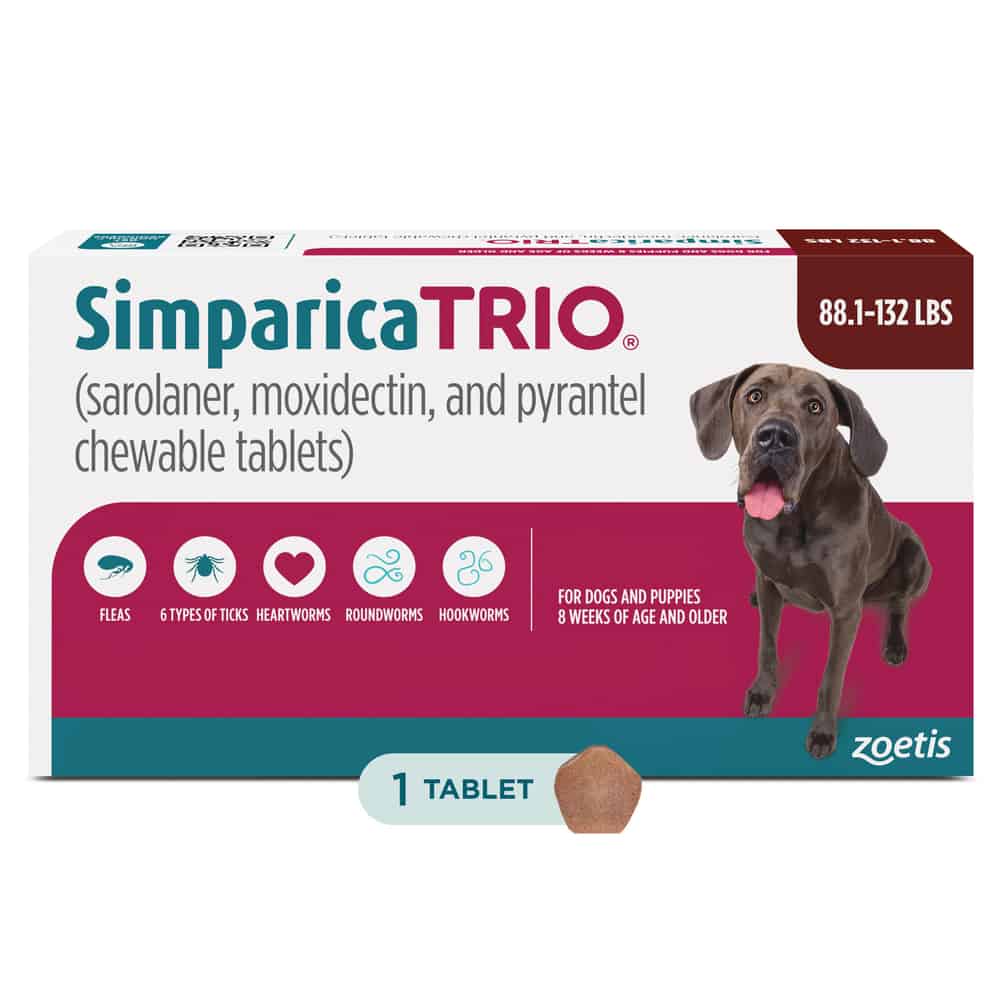 Sarolaner, moxidectin, and pyrantel for dogs