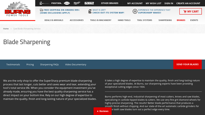 Saw Blade Sharpening Service